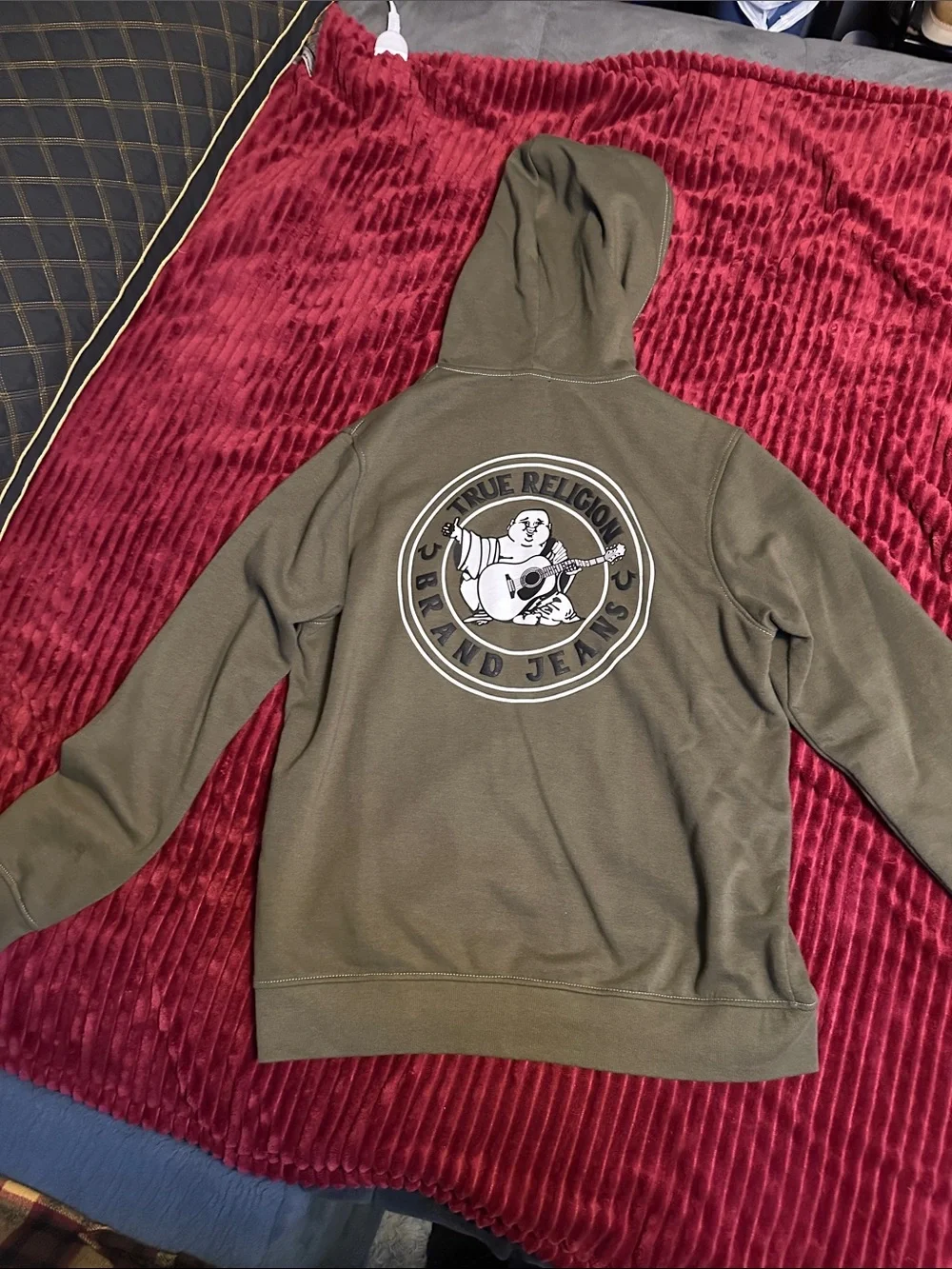 True Religion Olive Green Full-Zip Hoodie